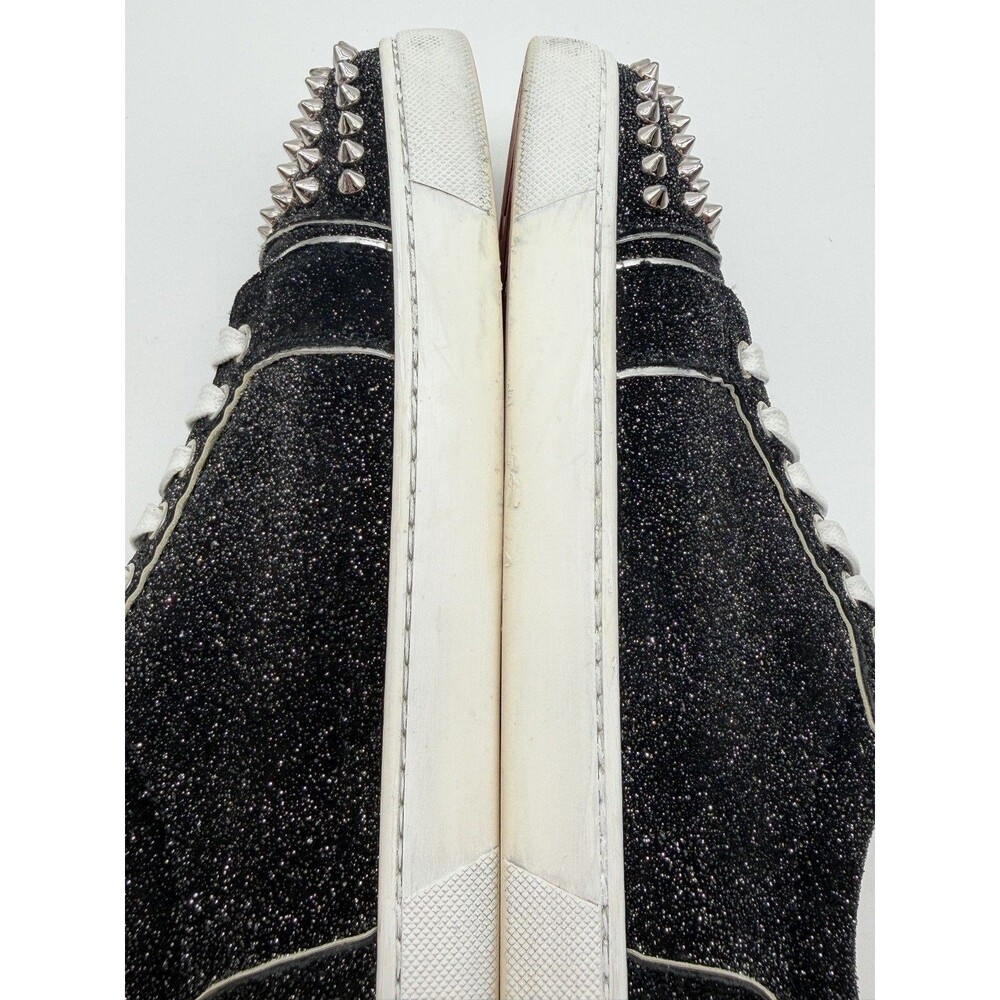 Christian Louboutin Vieira 2 Low Top Sneaker Black Glitter Silver Spikes EU 41 - Picture 12 of 15